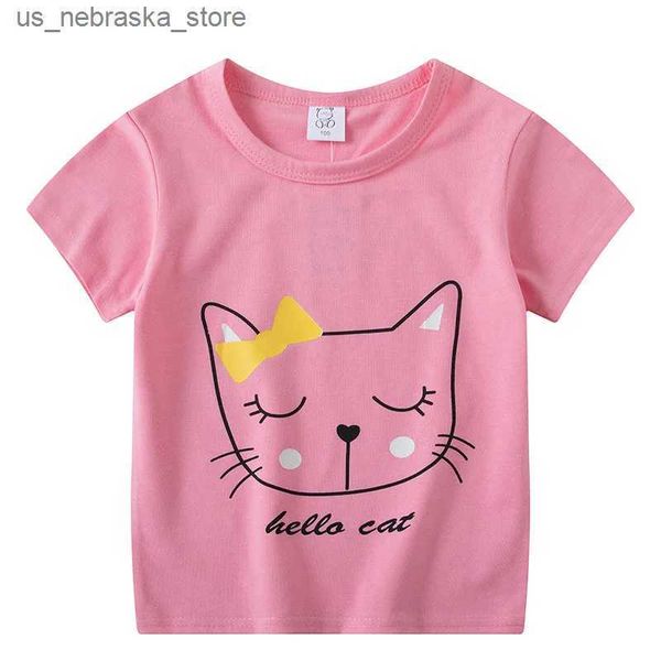 T-shirt per bambini e ragazze magliette estate per bambini cartone animato top-shirt top dimensioni 3 4 5 abbigliamento in cotone per bambini di 6 anni Q240418