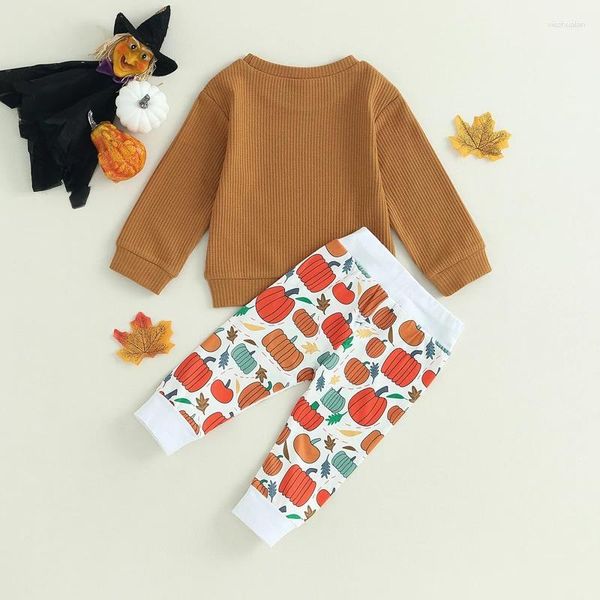 Set di abbigliamento set di bidoni del bambino inverno waffle set di lettere per lettere a maniche lunghe in maglia