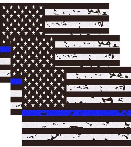 Riflettente Nuovo blu a briga blu a brigatura Adesivi per decalcomanie per bandiera USA 5Quot x 27Quot American USA Flag Decal Adesile Vinile Finestra Bum6704812