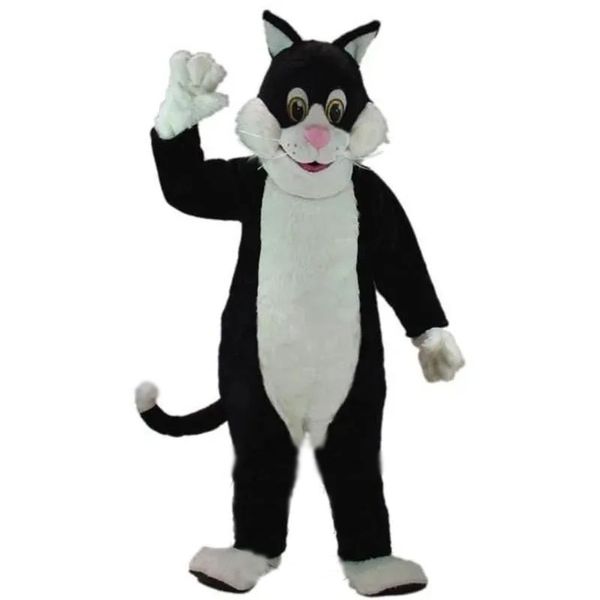 2024 Erwachsene Größe Schwarzer Katzen Maskottchen Kostüm Cartoon Charakter Outfits Anzug Pelzei Anzüge Halloween Carnival Geburtstagsfeier Kleid