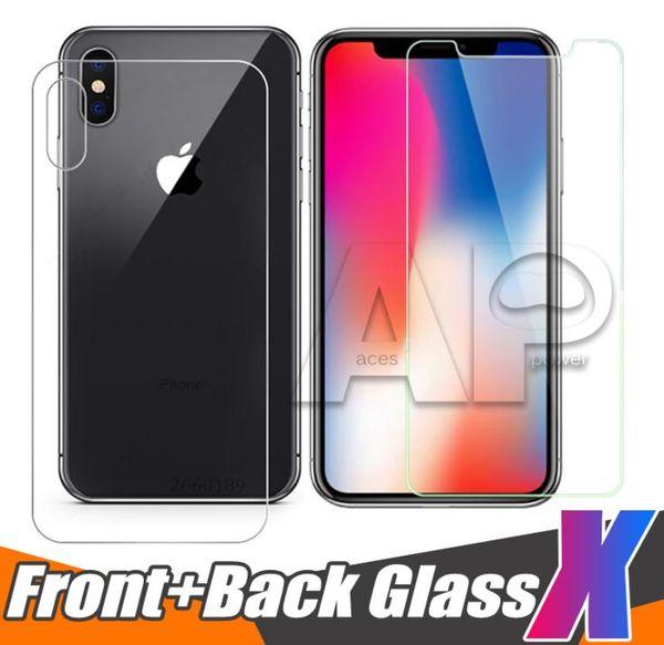 Vidro temperado dianteiro e traseiro para o novo iPhone xr xs max x 10 8 plus tela protetora de protetor de tela transparente com package7758671