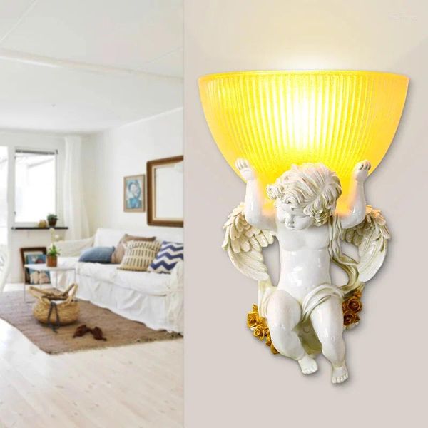 Lampade a muro Lampade europee Angelo bambino creativo letto letto letto letto caldo a led soggiorno corrido sfondo LU71123