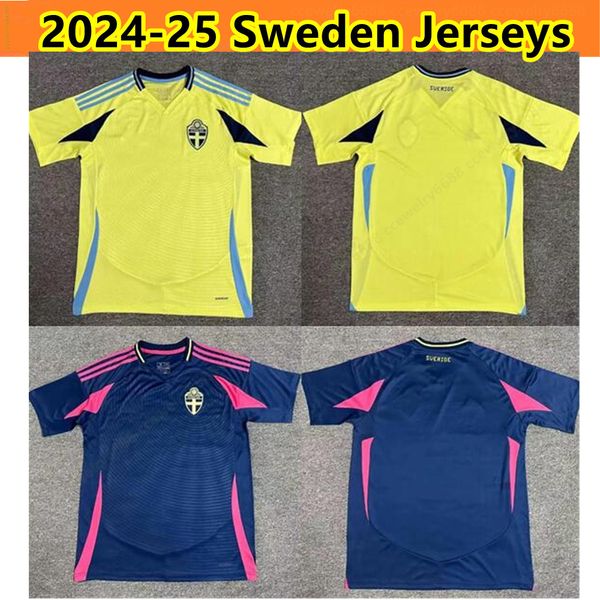 2024 Sweden Larsson Mens Soccer Jerseys Seleção Nacional Retro Dahlin Brolin Ingesson Casa Amarelo After