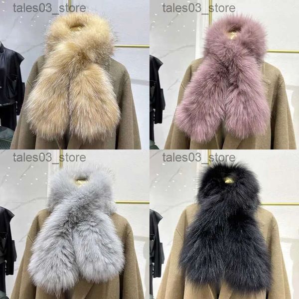 Kış Yeni Sıcak Doğal Eşarp Halkası Örgü Fox Lady Fashion Boynerchief Eşarpları Kadın Gerçek Kürk Bandana Q231031