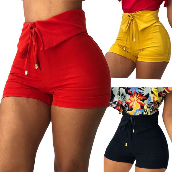 Summer New Women's Fashion Moda Solid Color Hotpants Shorts casuais com cintura alta e detalhe do zíper