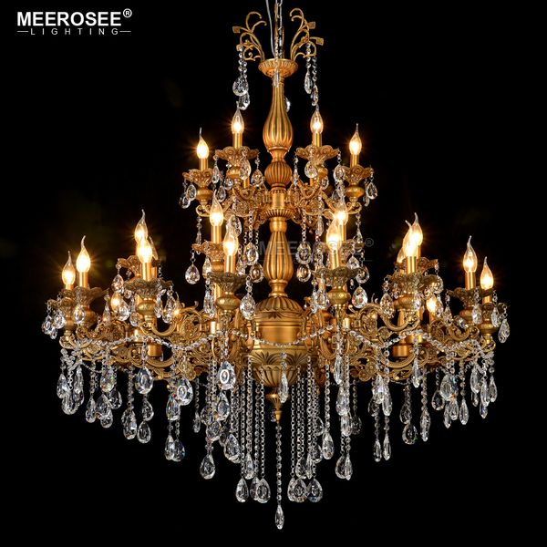 Meerosee lustre tradicional de cristal clássico clássico pingente francês lâmpada pendurada e12 e14 30 braços salas de estar hotel lâmpada em casa