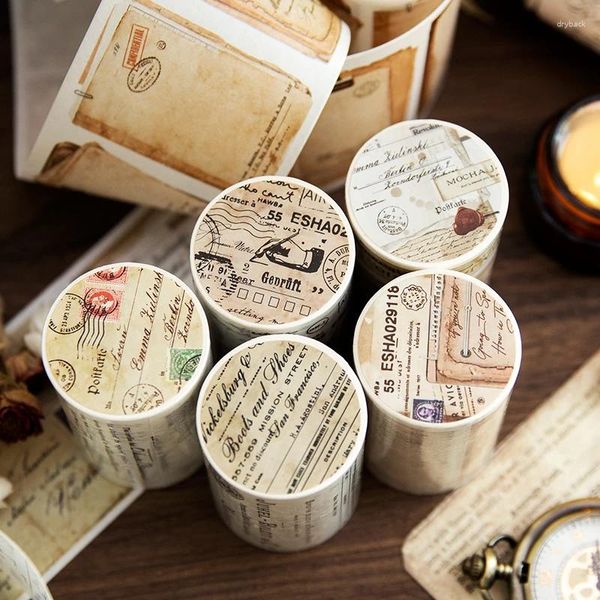 Geschenkverpackung Jianqi 60 mm 2m 1Roll Vintage Washi Paper Decorative Klebeband Buchstabe Scrapbooking Label Journal Schreibwarenmaskierung