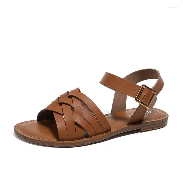 Sapatos casuais de tamanho grande verão mulheres 1cm plataforma 1.3 cm de salto baixo sandálias Lady Lightweight confortável feminino feminino férias romano