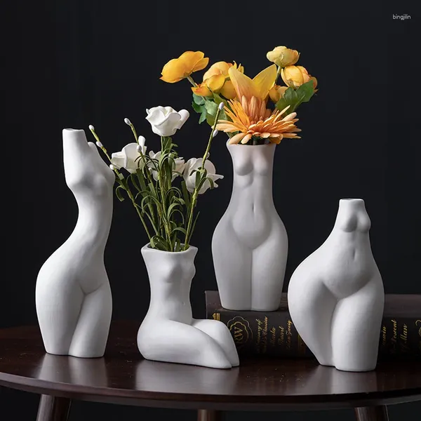 Vasen Brust Nacktfiguren menschlicher Körperkunst Keramik Blumentöpfe Schreibtisch Dekoration Künstliche Blumen Dekorative Porzellanblumenvase