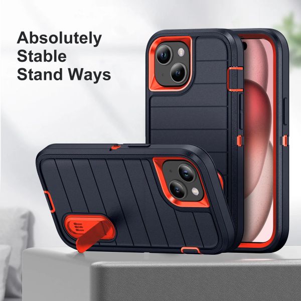 3 in 1 Kickstand Heavy Duty Shock Proof Holder Ständer Koffer für iPhone 15 14 plus 13 12 11 Pro Max Samsung S24 S23 A53 5G Silicon Gummi Hard PC Rugged Cover