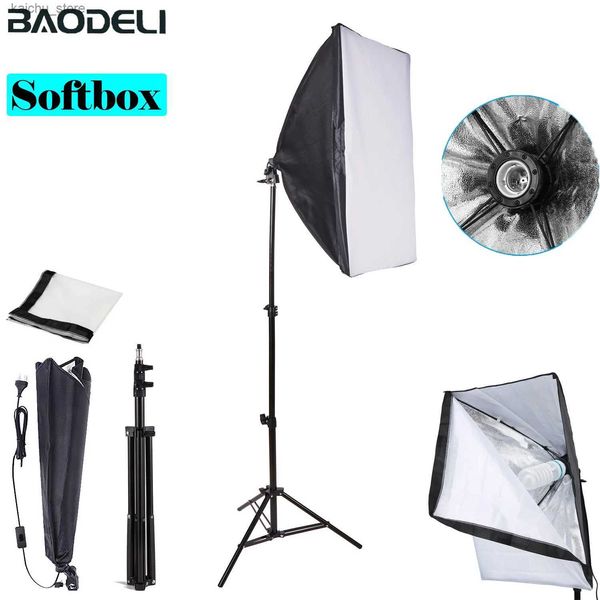 Непрерывное освещение фотографическое оборудование Photo Studio Photography Soft Box Kit с триоподом видео 50x70 см со мягкой коробкой со мягкой коробкой с держателем лампы E27 Y240418