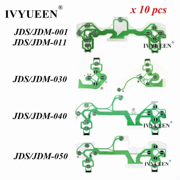 Alto -falantes Ivyueen 10 PCs para DualShock 4 PS4 DS4 Pro Slim Controller Filme Condutor Filme Conduzindo Teclado Flex JDM 050 040 030 011