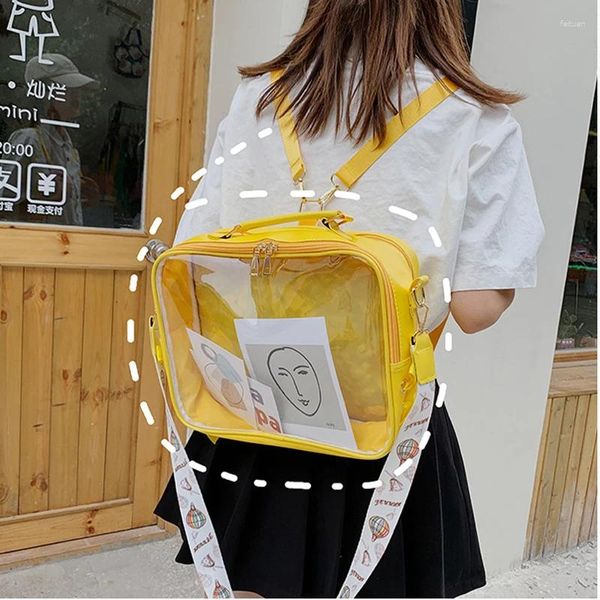 Backpack Girls trasparente sacca nera limpida sacca di zaino simpatico con spalla dolce da donna sacchetti di gelatine mocchila mochilas para mujer