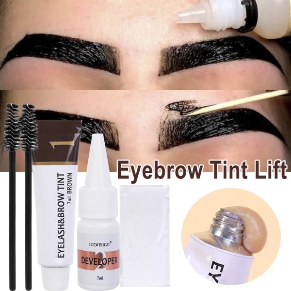 Enhancer Fast Eye Brow Tint Kit Black Braun 2 in 1 Augenbrauen Gel Lash Lift Tint Professionellem Semipermanent wasserdicht