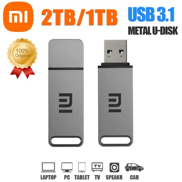 Adaptador xiaomi metal USB 3.1 transmissão flash transmissão portátil portátil USB Memória 2TB 1 TB Pendrive de alta velocidade para dispositivo de armazenamento de computador