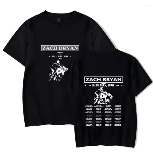 Magliette da uomo T-shirt Zach Bryan 2024 The Burn Tour Merch Fashion Crewneck Short Streetwear Streetwear Men Women Hip Hop Clothes