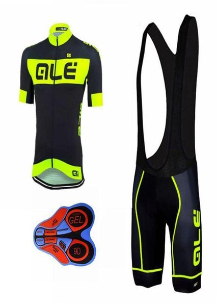 2020 Pro Cycling Jersey Sets 9D Gel Pad Черный желтый флуо -воздушный