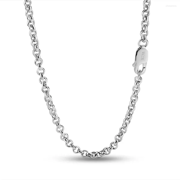 Catene design italiano minimalista solido 925 collana in argento sterling da 3 mm da 18-28 pollici di gioielli di alta qualità per entrambi i menwomen