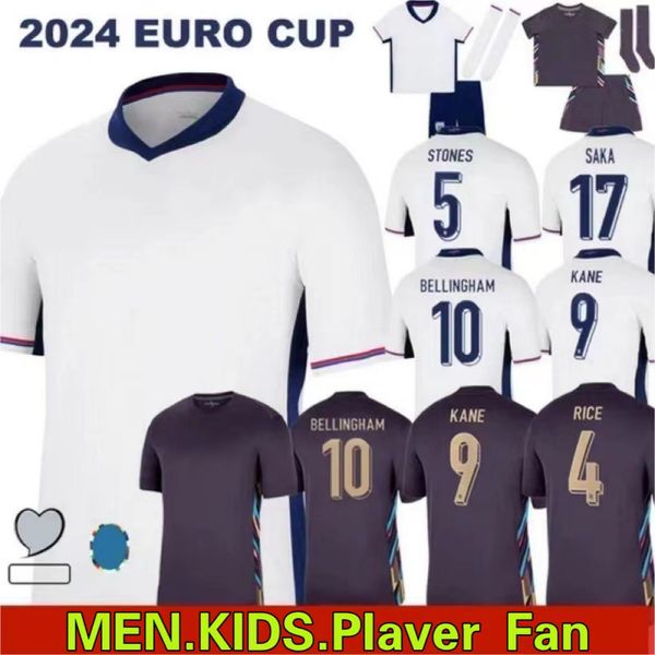 2024 camicia da calcio in Inghilterra Bellingham Kane Rashford 2024 Euro Cup 2025 Soccer Jersey National Team Home White Away Kid Kit Kit Jersey Jersey Saka Rice Foden S-XXL