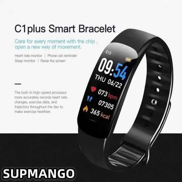 C1 Smart Watches wasserdichte Fitness -Tracker Echtzeitüberwachung Multifunktionales Sportarmband für Android Unisex 240419