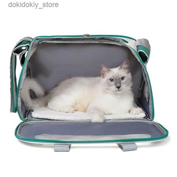Katzenträger Kisten Häuser fahren ba airline zugelassene crate kennel lare Kapazität Haustier Ba mit Schultergurt weiche Katze FF für Outdoor L49