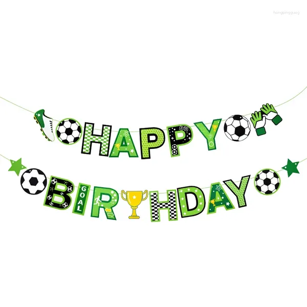 Party Dekoration Fußball alles Gute zum Geburtstag Papier Banner Garlands Schule Sport Fußball Thema Kinder Junge Bunting Flag Babyparty Supplie