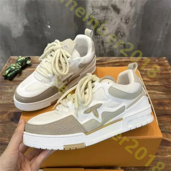 Designer Skate Sneakers Mulheres homens Mesh Abloh Sneaker Plataforma Virgil Maxi Sapatos casuais Lace-up Runner Trainer Releved Rubber Genuine Leather Bread Shoe 35-47 R49