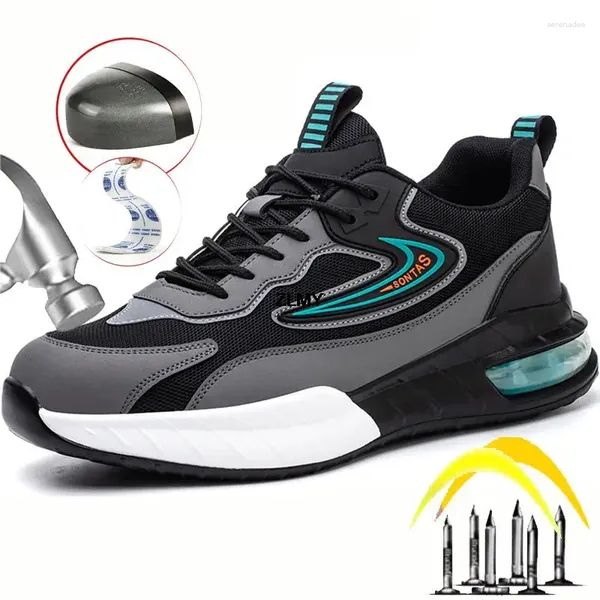 Stivali scarpe di sicurezza per uomini in acciaio sneaker sport sport cuscino di lavoro riflettente lavoro uomo puntura a prova