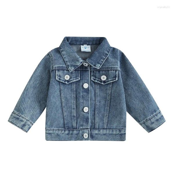 Jaquetas pudcoco Toddler menina jeans de jeans bordado de manga comprida botão jean cardigan casaco infantil bebê primavera outono fora de roupa 1-5t