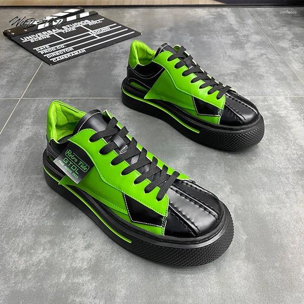 Scarpe casual maschile con sneaker grosse in pelle in pelle in pelle in pelle superiore ALTENZA AUTO PIATTAFORMA PIATTARAMPIA COLORE CREAD COLORE SHEK TOE