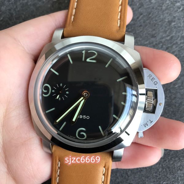 XF Factory PAM127 PAM217 Watch presenta un cinturino in pelle a zaffiro a zaffiro del movimento a terra 6497