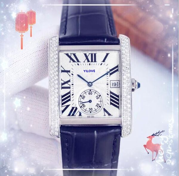 Shiny Starry Big Times Lovers Watches Men Quartz Battery Moving Clock Two Diamonds Anello Canna Canna quadrato quadrante quadrato Data da polso da polso da polso