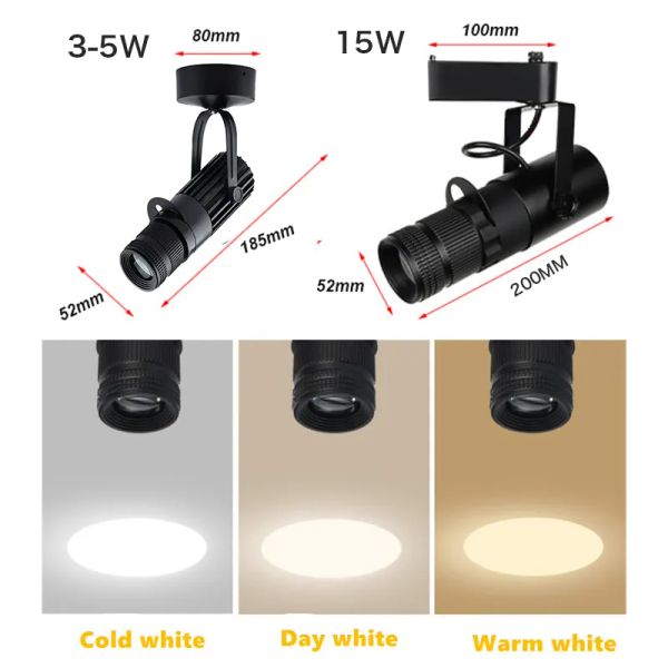 Lights Square Aperture COB Spotlight Background LED Trilha Lâmpada de luz KTV Bar Restaurant Cafe Museum Zoom Light 3W 7W 10W