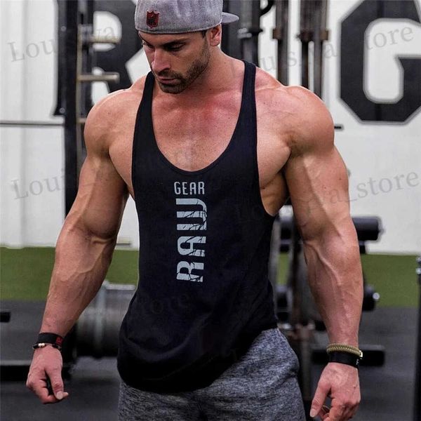 T-shirt maschile 2024 Nuovo Mens Cotton Tops Shirt Gym Gat Slveless maschio Bodybuilding Sports da uomo Abbigliamento Abbigliamento T240419