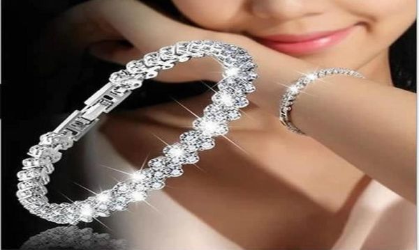 New Fancy Gold Colors Plated Fashion Charm Shiny Crystal Bracelets Bangles Women Acessórios Femme 1568593