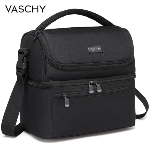 Mochilas Mochilas Vaschy Lancheira Isolada Bolsa de Cooler à prova de vazamento em bolsa de almoço de compartimento duplo para homens Mulheres 14 latas Bolsa de vinho Caixa de refrigerador