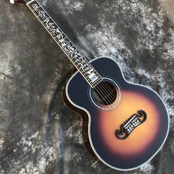 Gitar Sunburst 38 inç Katı Ladin Üst CJ165 Akustik Gitar Ebony Abalone Çiçekler Om Vücut Elektro Gitar