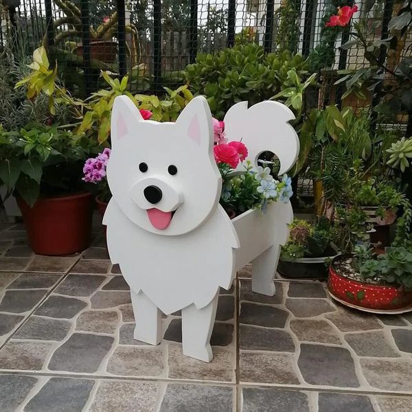 Cartoon Pet Dog Flowerpot Pote de flor Assemblabilizável Voo Pet Raids Pap Pot Pot Diy Flor Planter Decoração de Casa Ornamento 240410