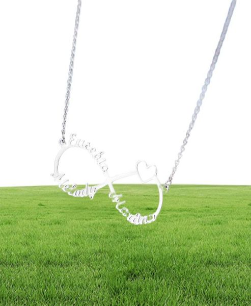 Nome personalizzato personalizzato in argento Infinity Necklace Men Donne Bambino Famiglia Famiglia di Natale Gioielli Friend Gift4404420