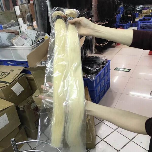 Wets Russian Blonde 613 Humanos Weft Virgin Virgin não processado Straight 3pcs/lote 300g Big Ano Novo Venda