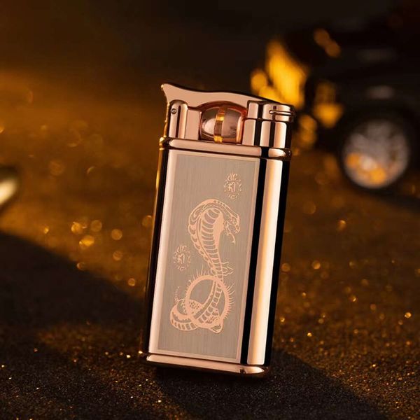 Butano di accensione a rulli creativi senza gas più leggero in metallo alla moda a batteria antivento di accensione Luminio Rollo artigianale Gold Plipted Gift