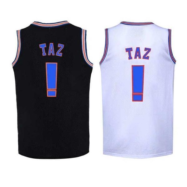 Herren T-Shirts Space Jam Jersey Movie Tune Squad #!TAZ Basketball Tops Sportnähthemd weiße Outdoor Single J240419