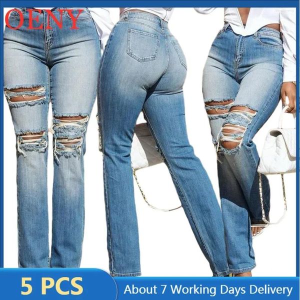 Jeans femminile 5 articoli in blocco Iots all'ingrosso per donne a figura a fuovenne pantaloni in denim y2k casual abbigliamento sexy pantalone 13364