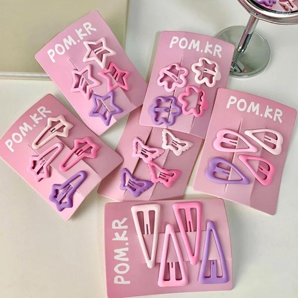 Saç aksesuarları 24pcs güzel pembe saçlı moda kızlar yan ön kırık patlama klipsli saç tokaları barrettes başlık