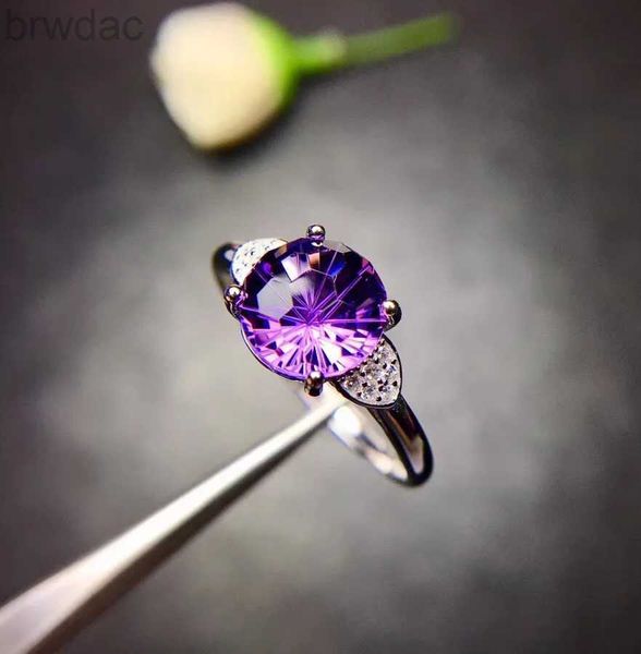 Solitaire Ring Cring Natural Amethyst Ring 925 Серебро.
