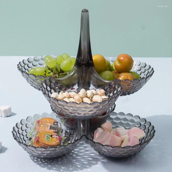 Placas empilháveis Bandeja de frutas plásticas Multi-camadas doces de café multi-fins de mesa rotativa (multicoloria disponível)