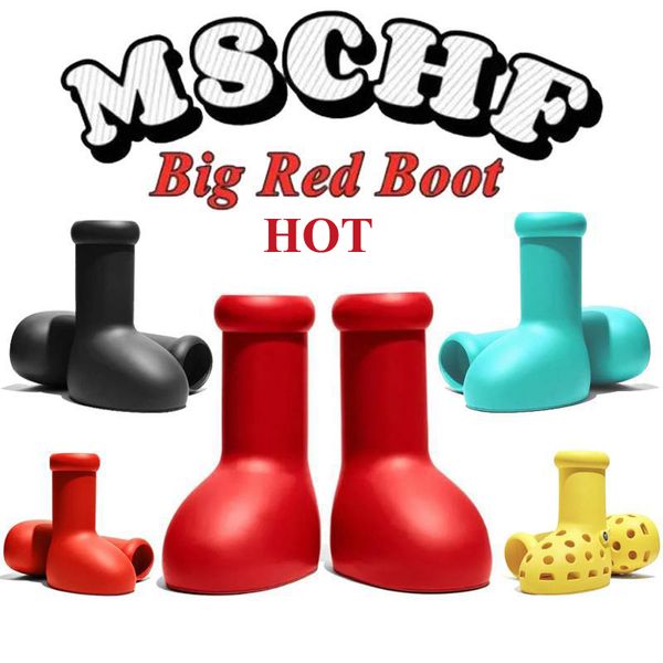 Msschf astro boy big Red Black Boots Regenstiefel Designer Männer Frauen Boot Eve Gummi -Wiederholungen über den Knieschuhen Cartoon Schuhe Dicke Bodenplattform Herren Frauen Sneaker