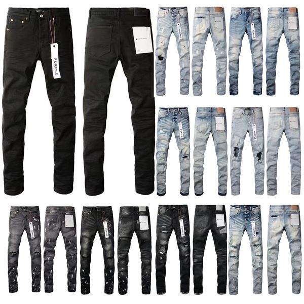 Purple Jeans Herren Designer Jeans Skinny Jeans Männer Bleistifthosen Loch Baumwolldruck Hip Hop Schwarze Jeans Jeans Hosen Modehosen High-End-Qualität Slim Fit Jeans Hosen