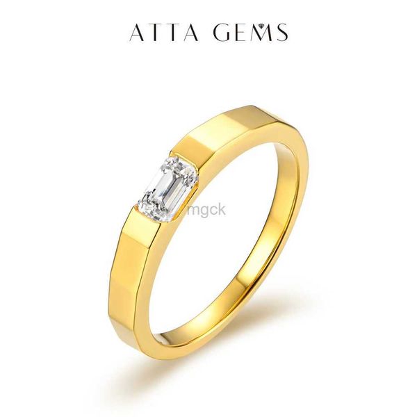 Anelli di nozze Attagemi Nuovo d/vvs1 smeraldo taglio 0,3 ct anello di diamanti moissanite per donna uomo s925 gol di gioielli con fidanzamento oro argento 240419