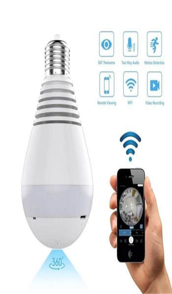 1080p HD WiFi IP Camera 360 ° 360 ° Panoramica Bulbo pesce lampadina Light Security CAMERA Bulbs Lampada Visione Night Vision Monitoraggio Baby Monitor8143409